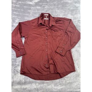 Men's Geoffrey Beene Burgundy Dress Shirt Large Classic Dadcore